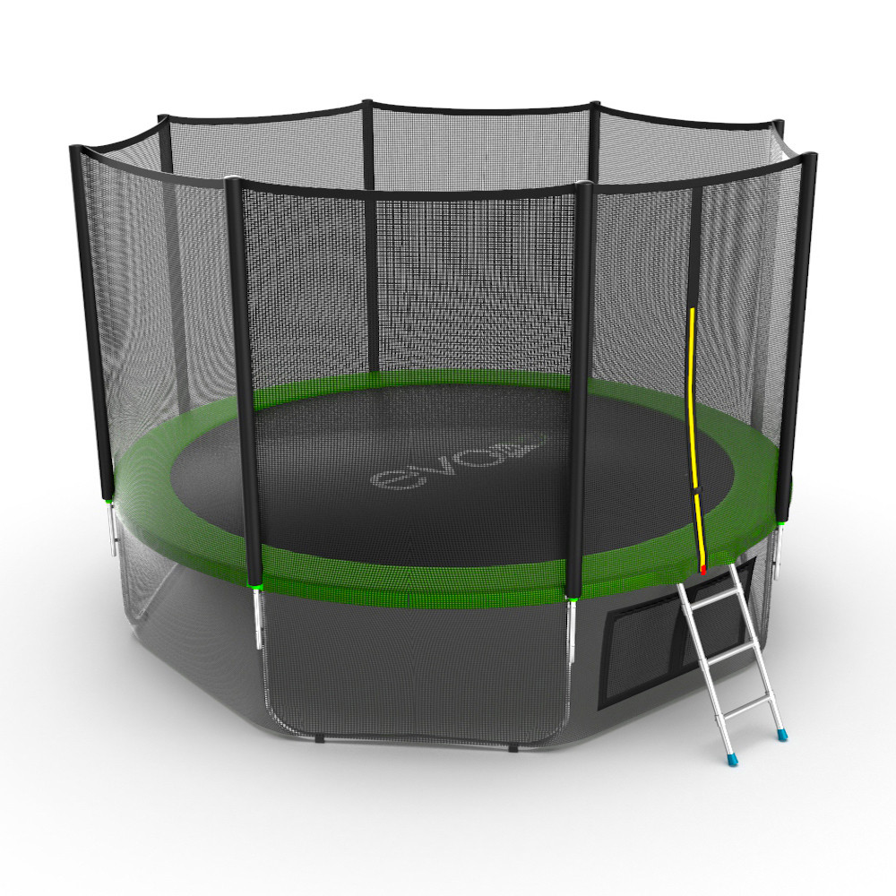EVO JUMP External 12ft (Green) + Lower net. Батут с внешней сеткой и лестницей, диаметр 12ft (зеленый) + нижняя сеть