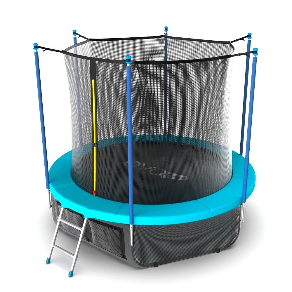 EVO JUMP Internal 12ft (Wave). Батут с внутренней сеткой и лестницей, диаметр 12ft (морская волна) + нижняя сеть